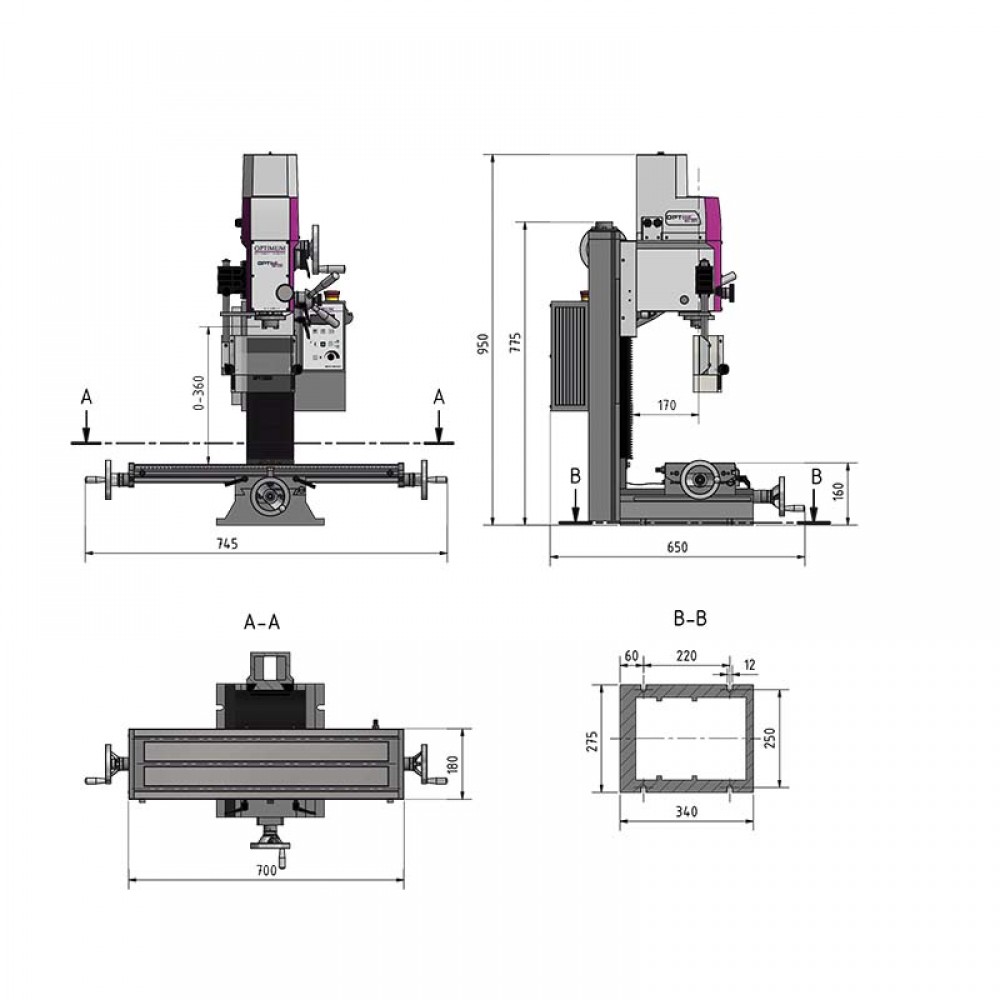 Φρεζοδράπανο Optimum MH 22V